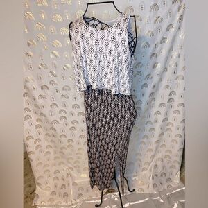 Cato Black and White Sleeveless Sundress
